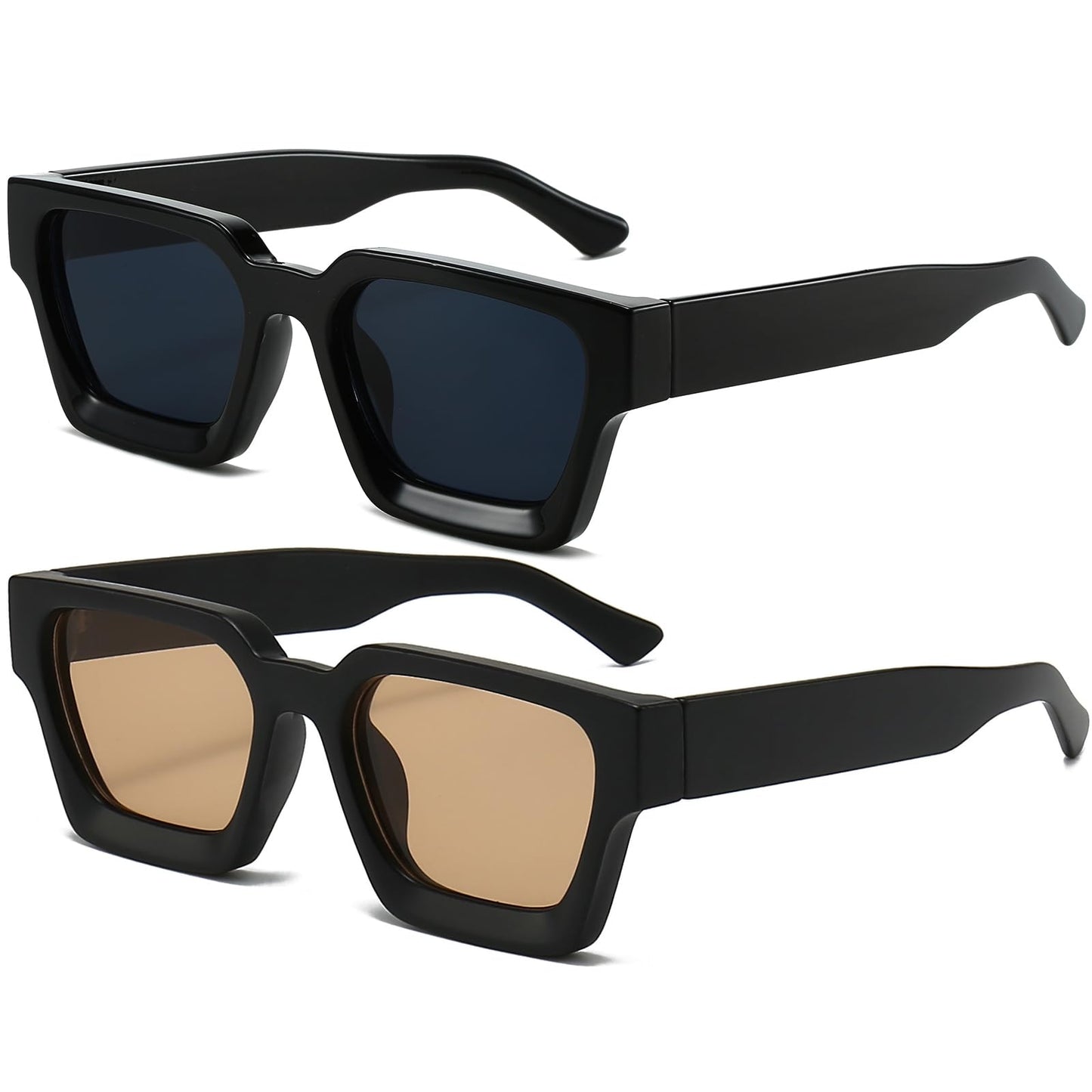 AIEYEZO Square Sunglasses for Women Men Square Thick Frame Sun Glasses Simple Designer Style Shades