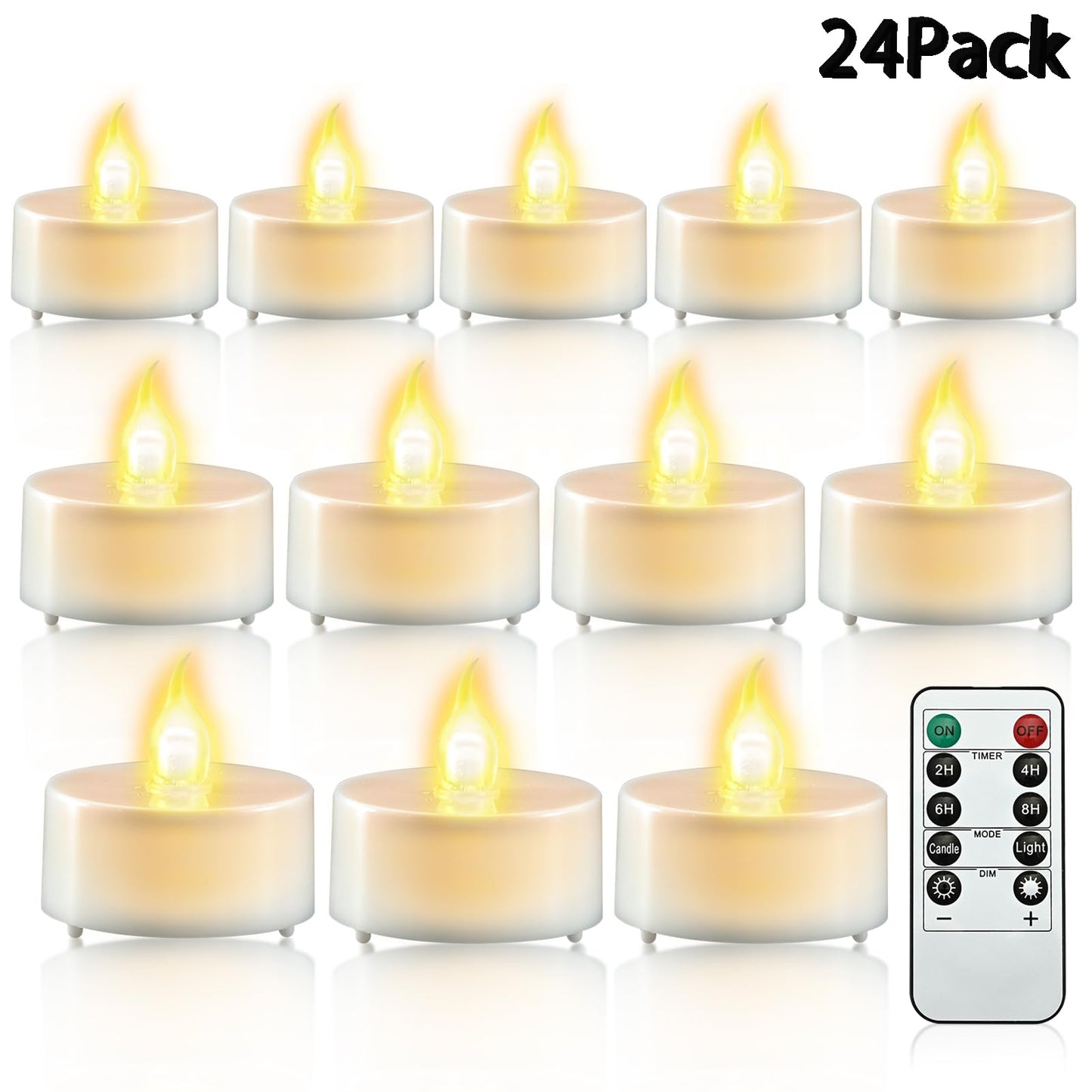 JOSU 24PCS Flameless Tea Lights Candles with Remote Timer, LED Battery Operated Candle for Engagement Wedding Centerpiece Table Decorations, Tealight Candles for Home Patio Farmhouse Porch Party Decor