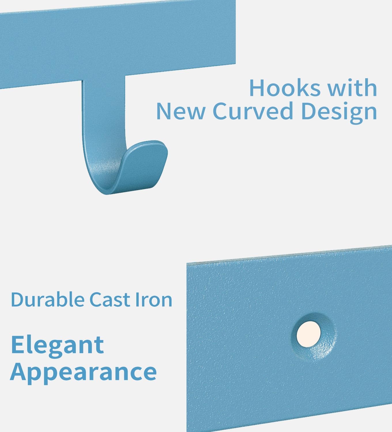 Livelab Towel Rack, Towel Racks for Bathroom Wall Mounted, 6 Hooks Blue Metal Towel Holder for Bathroom Space Saving, Waterproof Rustproof Easy Install Bathroom Decor Towel Hanger Organizer