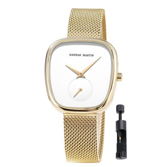 HANNAH MARTIN Gold Watches for Women Waterproof Ladies Analog Quartz Wrist Watches Stainless Steel Band Fashion Dainty Female Watch Luxury Bracelet Diamond