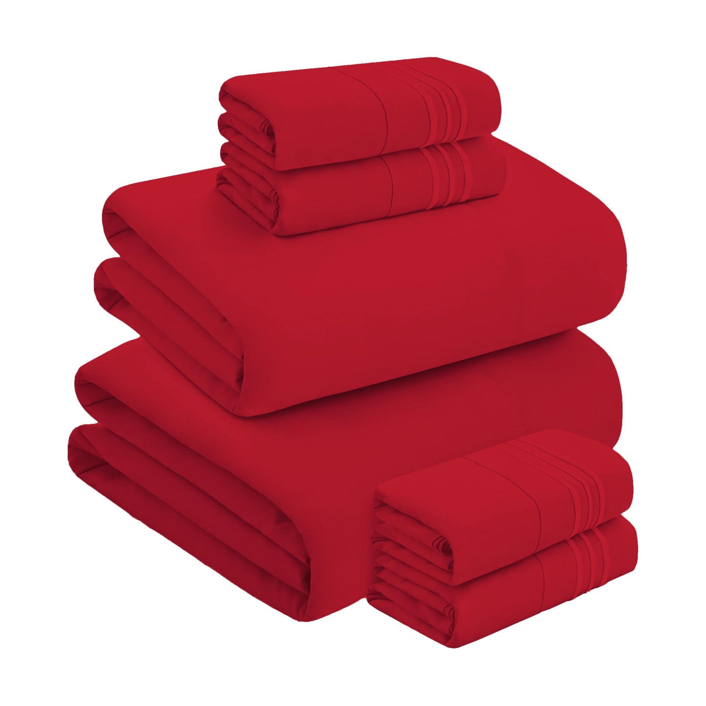 Mocassi Luxury 6-Piece Sheet Set, Ultra Soft 1800 Premium Hotel Quality Microfiber Sheet Set, Fits Mattresses Up to 18 to 24 Inches Extra Deep Pocket - Breathable and Secure Fit, Queen, Red