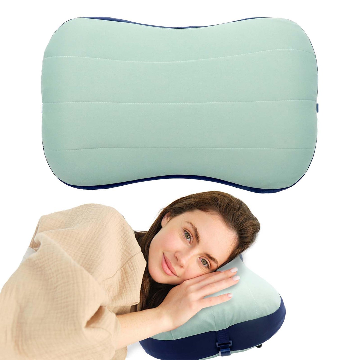 Cozeoa Inflatable Pillow, Portable Inflatable Neck Pillow, Ergonomic Inflating Pillows for Neck & Lumbar Support, Travel Air Pillows for Camping, Office, Hiking, Backpacking, Home