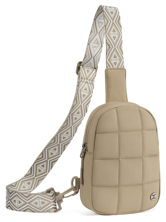 Telena Crossbody Bags for Women Quilted Puffer Cross Body Sling Bag Khaki