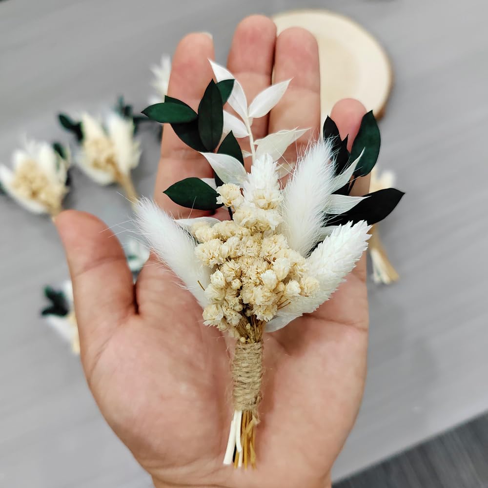 8Pcs Mini Pampas Decorative Dried Flowers Bouquet Preserve Floral for Wedding Home Decoration Christmas Halloween