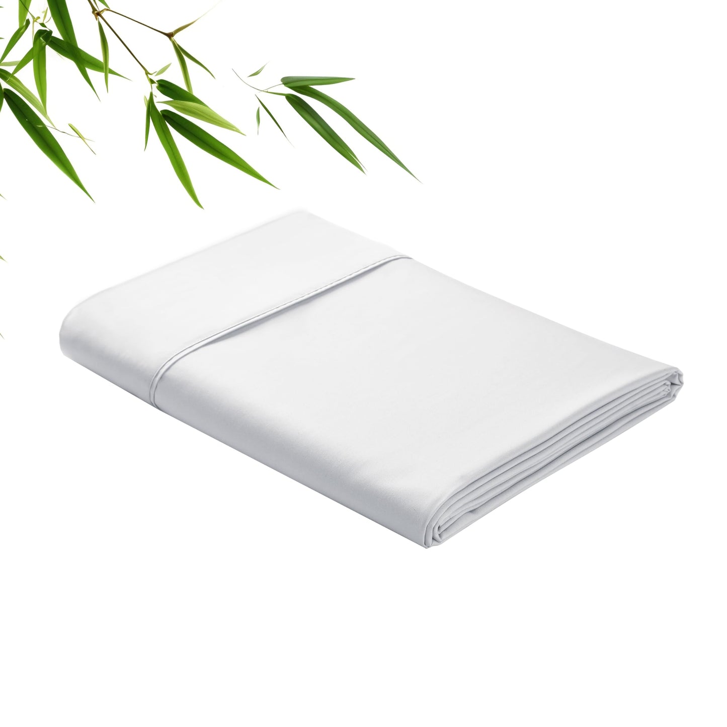 Bamboo Viscose Flat Sheets Only, 400 Thread Count Sateen Weave Cal King Size Flat Sheet Only, Luxury Soft Cooling for Hot Sleepers, Silky Breathable (White, Cal King)