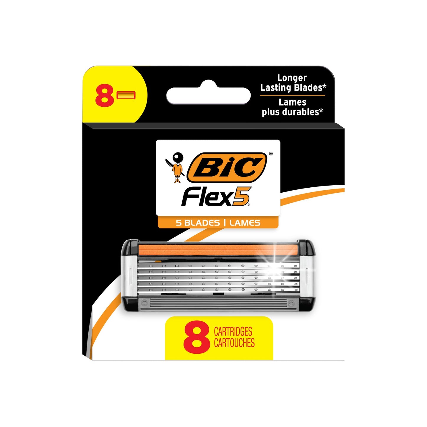 BIC Flex 5 Refillable Razors for Men, Long-Lasting 5 Blade Razors for a Smooth and Comfortable Shave, 1 Handle and 12 Cartridges, 13 Piece Shaving Kit