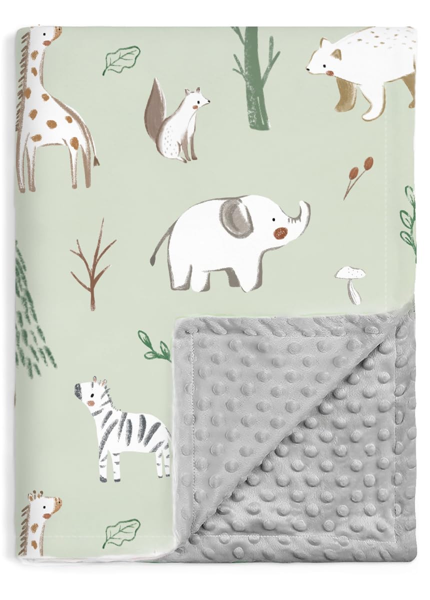 BORITAR Baby Blanket for Boy Girls Soft Lightweight Minky Blanket with Double Layer Dotted Fleece Backing for Toddler Infant Newborn with Lovely Woodland Animal Design, 30 x 40 Inch