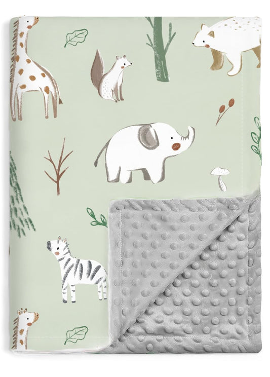 BORITAR Baby Blanket for Boy Girls Soft Lightweight Minky Blanket with Double Layer Dotted Fleece Backing for Toddler Infant Newborn with Lovely Woodland Animal Design, 30 x 40 Inch