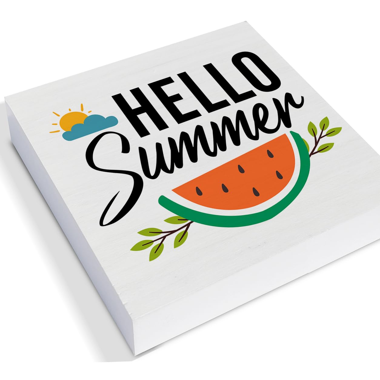 Summer Decor for Home Hello Summer Tiered Tray Decor 3 Pcs Wood Decorative Signs Table Desk Shelf Decoration