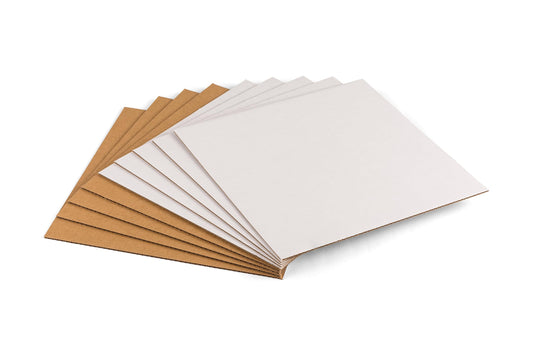 LP Record Insert Pads 12.5x12.5 inch One-Side White Corrugated Cardboard Sheets for Shipping, Mailing, Packaging, Art Supplies, DIY Crafts, Durable Protective Sheets, 1/8 inch Thick, 50 PCS
