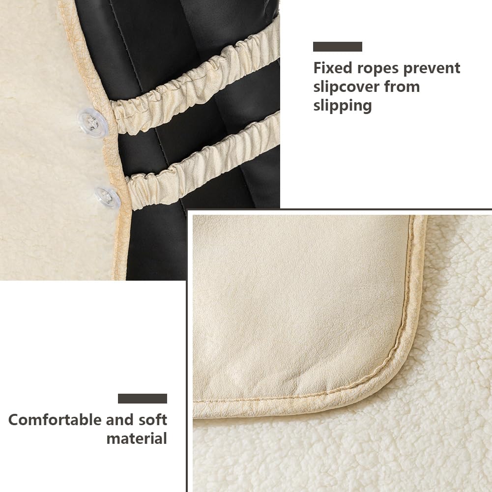 STONECREST Recliner Chair Cover, Sherpa Slipcover, Stay in Place (White/Beige, 23" Regular Recliner)