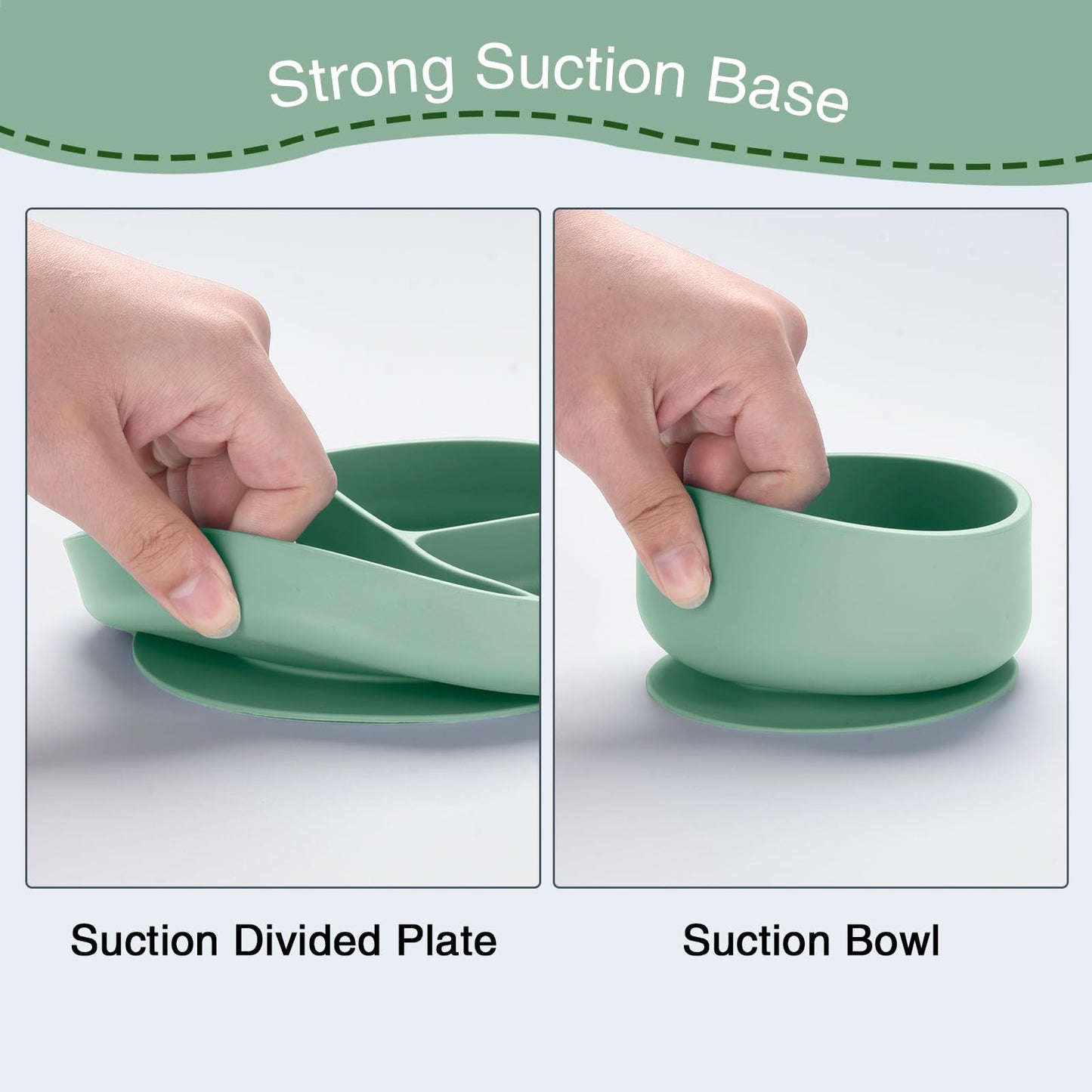 Silicone Baby Feeding Set,13PCS Baby Feeding Essentials with Suction Bowl and Plate,Spoons & Forks,Bib & Cup,Baby Toothbrush,Baby Led Weaning Supplies for 6+ Months,Baby Eating Essentials(Light Green)