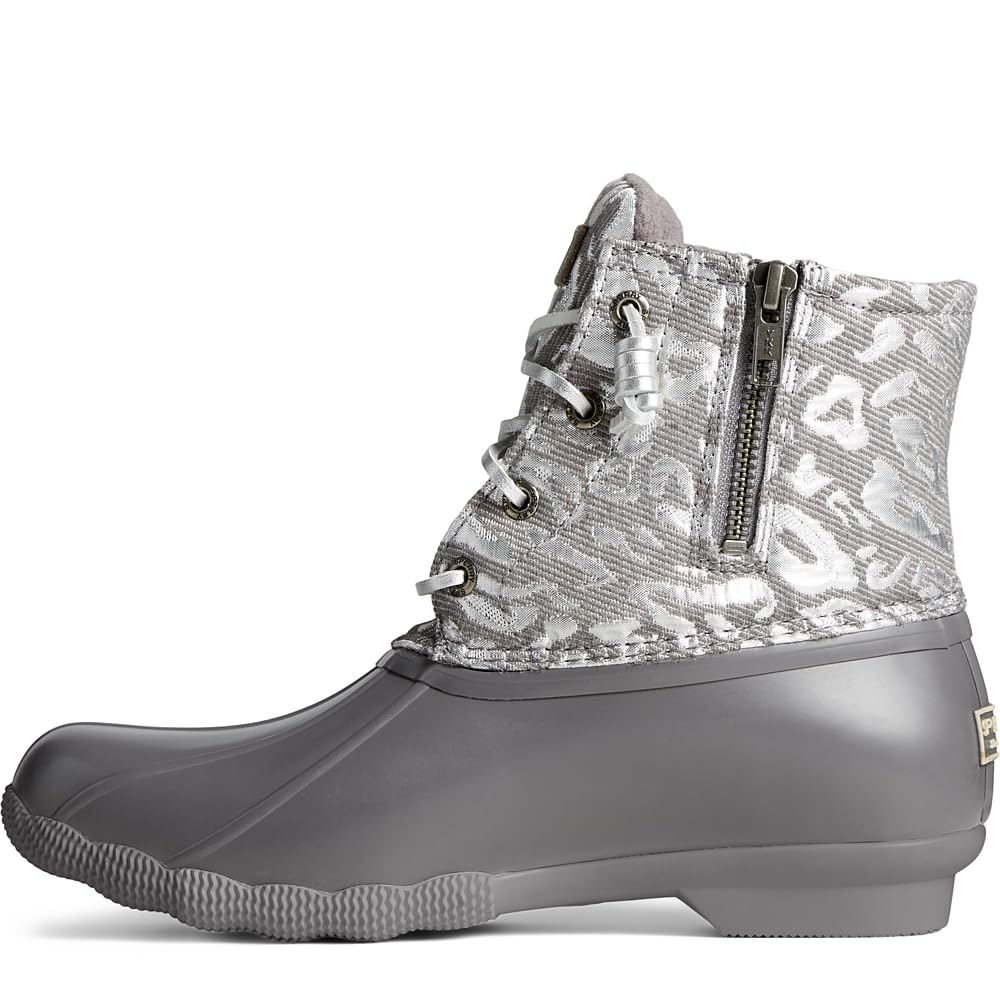 Sperry Ladies Footwear Women's Saltwater Seasonal Rain Boot, Silver Leopard, 5