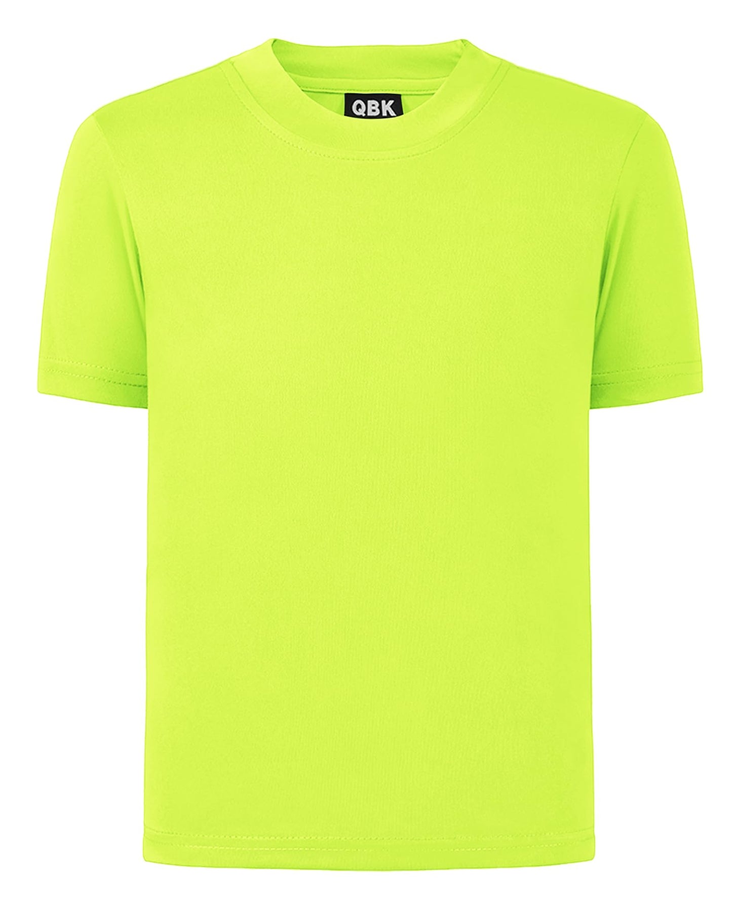 QBK 2T to Youth Neon Shirt Kids UPF 50+ Dry Fit Athletic Short Sleeve Rash Guard T Shirts for Boys Girls Sports Undershirt (Yellow L)