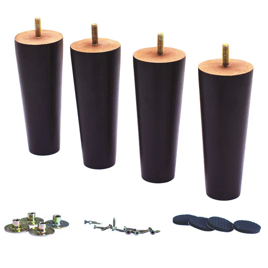 WEICHUAN Round Solid Wood Furniture Legs for Sofa Couch Chair Ottoman Loveseat Dresser Table Cabinet Legs Furniture Feet Replacement(6" Set of 4)