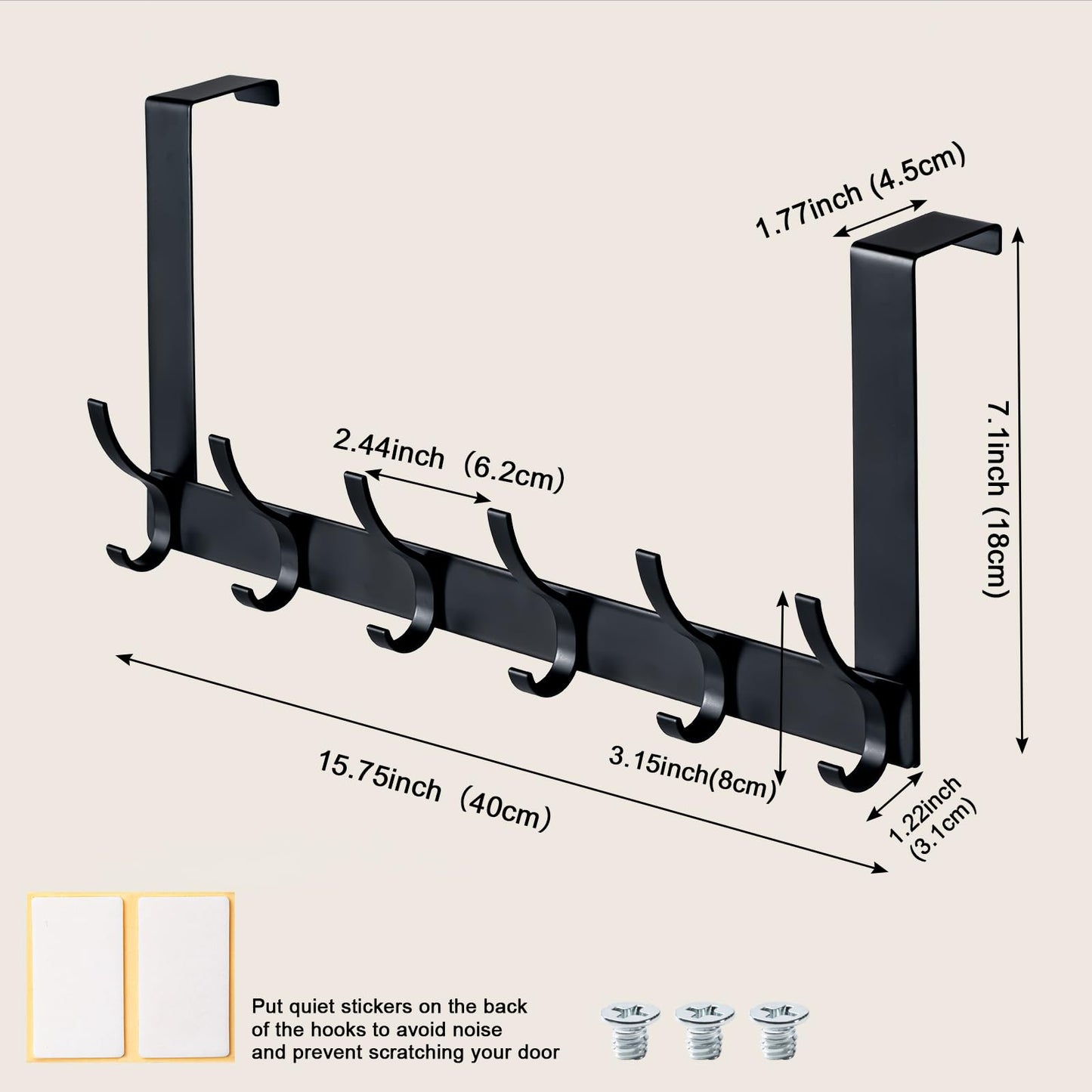 BOOMIBOO Over The Door Hooks, Sturdy Door Hanger, Towel Rack Towel Hooks for Bathroom 12 Hooks Large Over The Door for Bathroom, Bedroom，Kitchen