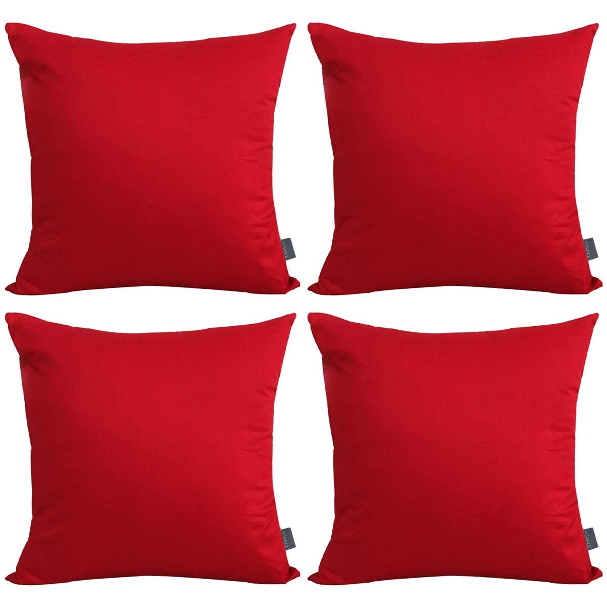 Thmyo 4-Pack 100% Cotton Comfortable Solid Decorative Throw Pillow Cases Square Cushion Cover Pillowcases Sublimation Blank Christmas DIY Throw Pillow Covers for Sofa Bed Car(18x18 inch/ 45x45cm,Red)
