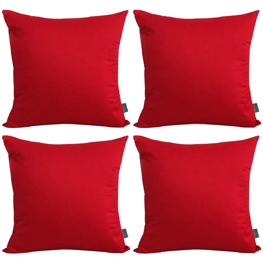 Thmyo 4-Pack 100% Cotton Comfortable Solid Decorative Throw Pillow Cases Square Cushion Cover Pillowcases Sublimation Blank Christmas DIY Throw Pillow Covers for Sofa Bed Car(18x18 inch/ 45x45cm,Red)