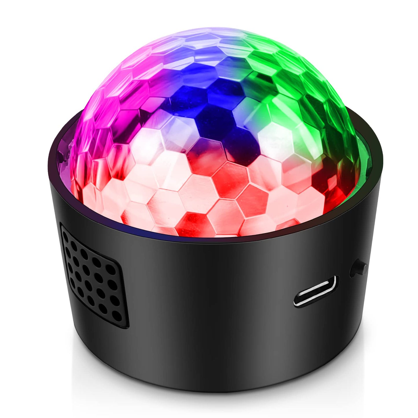 Wiwreenm Mini Disco Ball Light,Rechargeable Party Lights,Sound Activated Strobe DJ Light,Portable Battery Operated,Night Lights Projector for Kids,Disco Atmosphere Decoration for Car/Parties