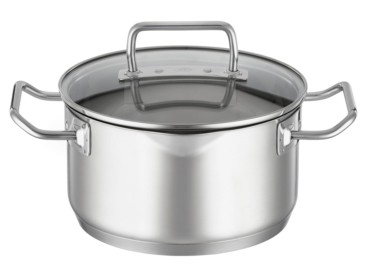 RÖSLE EXPERTISO 4-Piece Pot Set, Universal Pot Set with 3 Pots and 1 Saucepan, 18/10 Stainless Steel, Glass Lids, Scale on Inside, Suitable for Induction Cookers, Dishwasher Safe
