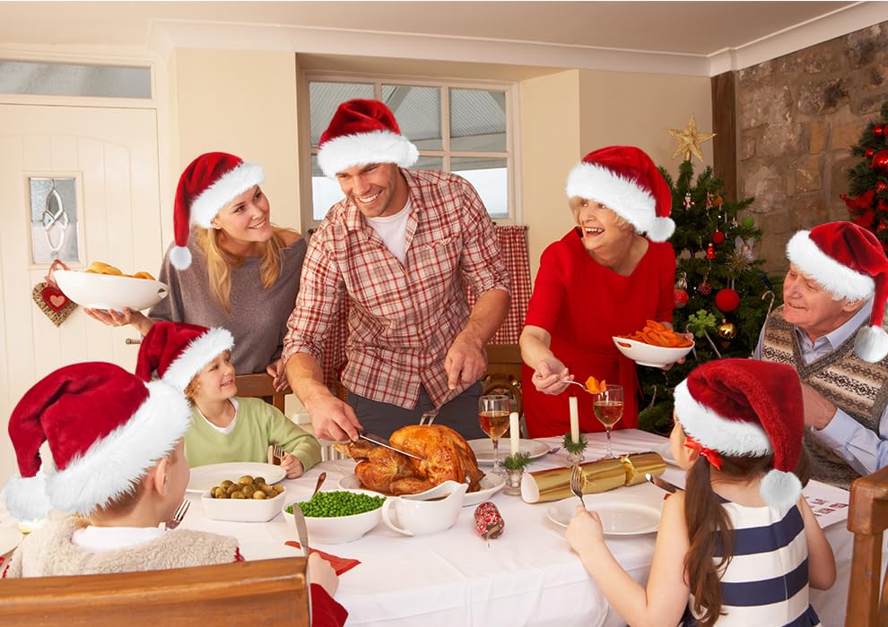 BSVI Santa Hat Kid Christmas Holiday Comfort Extra Thicken Keep Warm Red Velvet Unisex Xmas Hat for Festive New Year Party