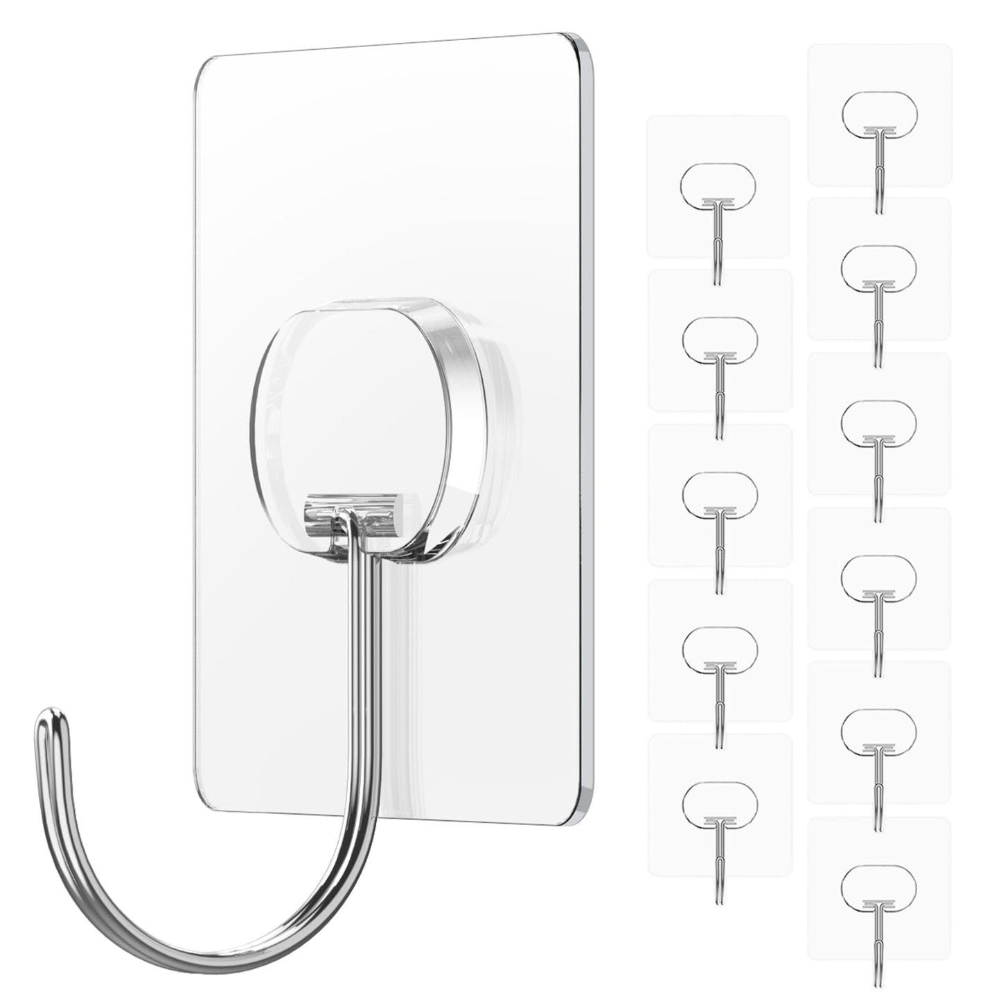 Adhesive Hooks for Hanging Heavy Duty Wall Hooks Self Adhesive Towel Coat Hooks Waterproof Transparent Hook for Bathroom Shower Kitchen Keys Door Outdoor Home Improvement Utility Hook 12 Pack