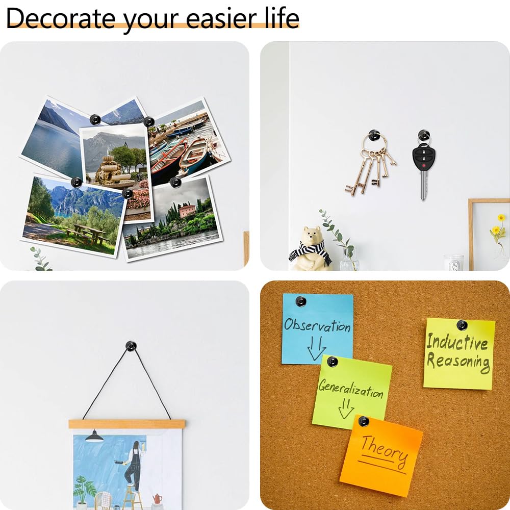 Picture Hanging Kit, Push Pins, Picture Hangers, Double Headed Thumb Tacks for Wall Hooks for Hanging, Nails for Hanging Pictures, Thumb Tacks for Tapestry Poster Drywall thumbtacks, 20 Pack, Black