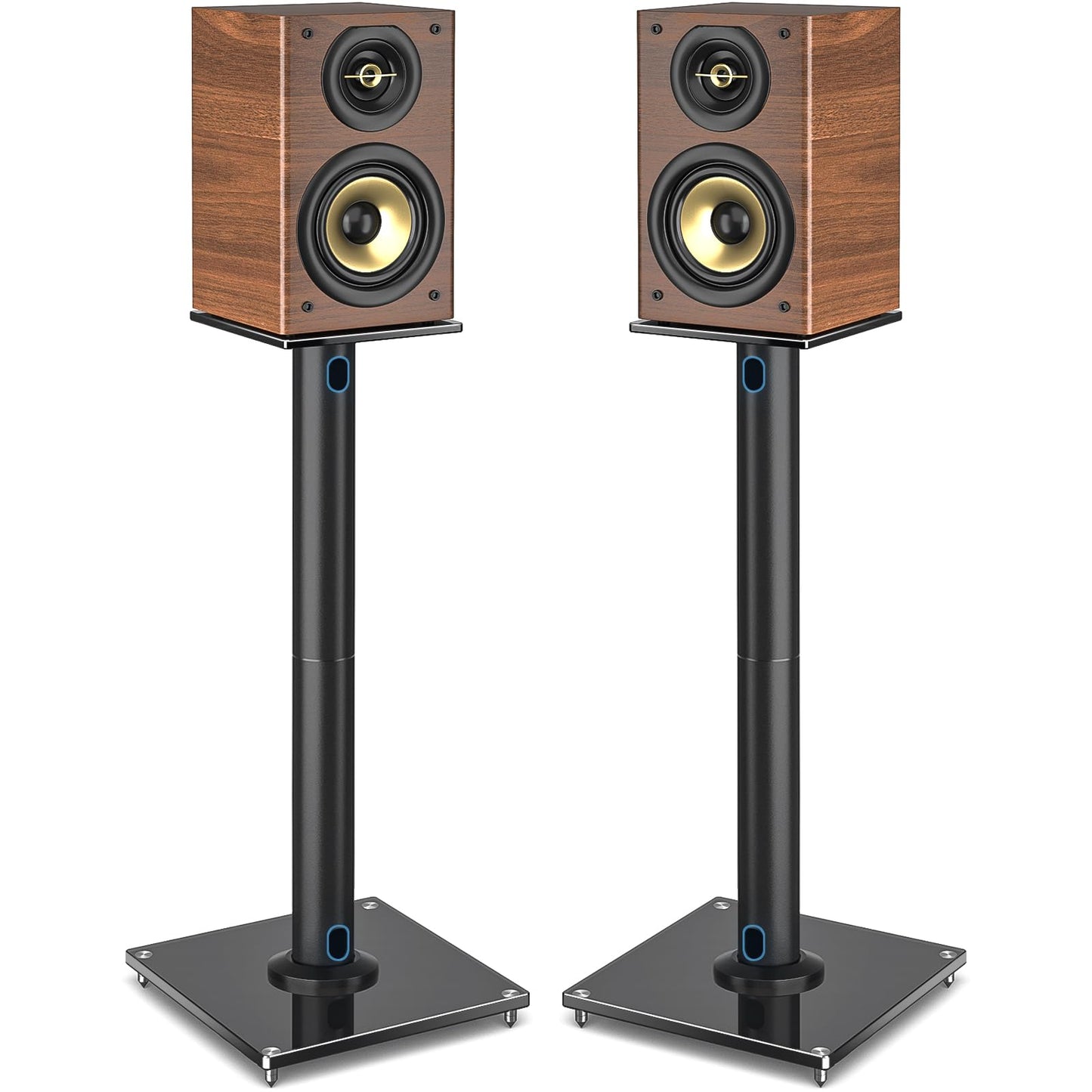 Rfiver Upgraded 45° Swivel Speaker Stands Pair for Surround Sound, Heavy Duty 28 Inch Bookshelf Speaker Stand Each Holds 22lbs Large Speaker, Floor Speaker Stand Built-in Cable Management, 1 Pair