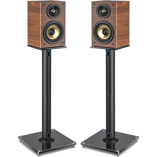 Rfiver Upgraded 45° Swivel Speaker Stands Pair for Surround Sound, Heavy Duty 28 Inch Bookshelf Speaker Stand Each Holds 22lbs Large Speaker, Floor Speaker Stand Built-in Cable Management, 1 Pair