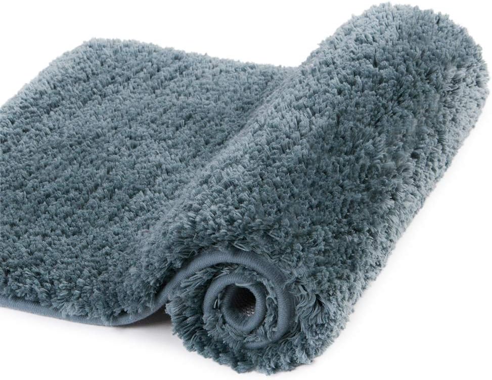 Walensee Bathroom Rug, Non Slip Bath Mat (16 x 24, Grey) Water Absorbent Soft Microfiber Shaggy Mat Machine Washable, Thick Plush Rugs for Shower