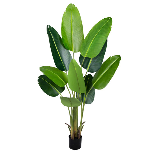 CETRD Artificial Bird of Paradise Plant 5.2Ft Fake Tropical Palm Tree with 10Trunks Faux Banana Leaf Trees in Pot for Home Indoor Outdoor Office Modern Decor Housewarming Gift（1Pcs）