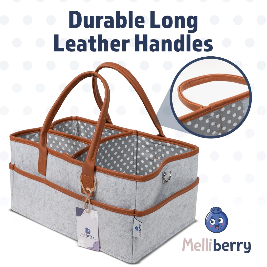 Melliberry Baby Diaper Caddy Changing Table Organizer - Baby Basket Diaper Caddy Organizer with Handle - Basket for Nursery with Changing Pads & Storage