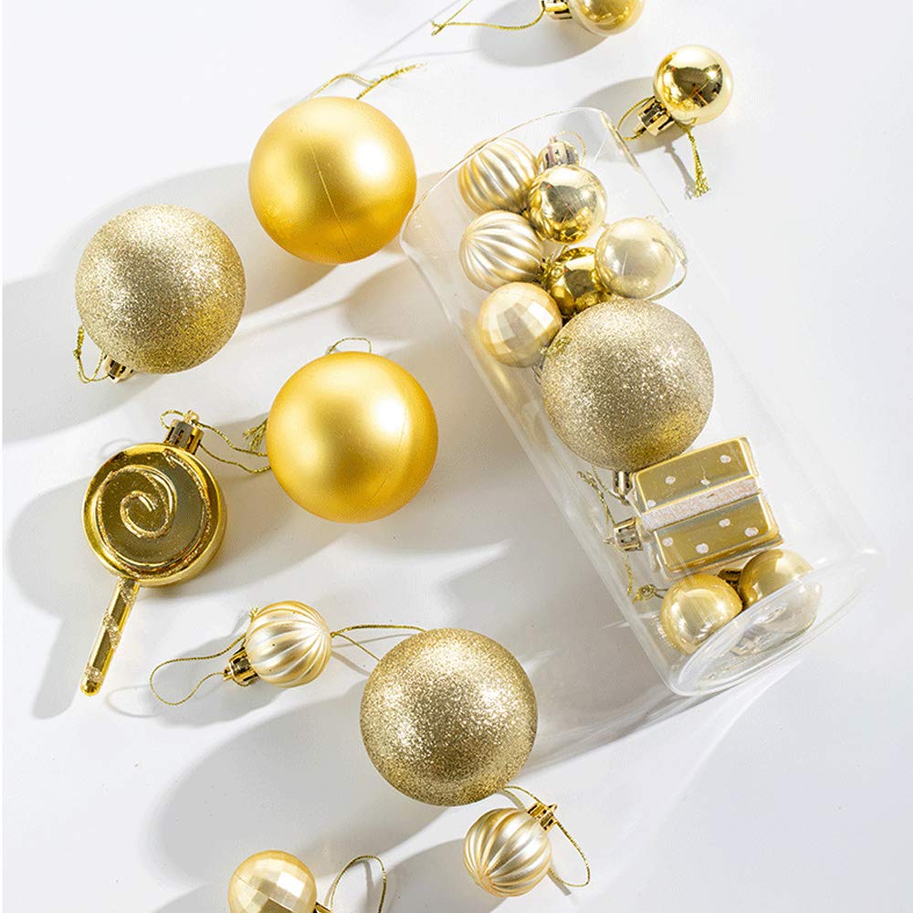 GOOTRADES Set of 24 Mini Shatterproof Christmas Balls Tree Ornaments Party Decoration, 3cm/1.1'' (Gold)