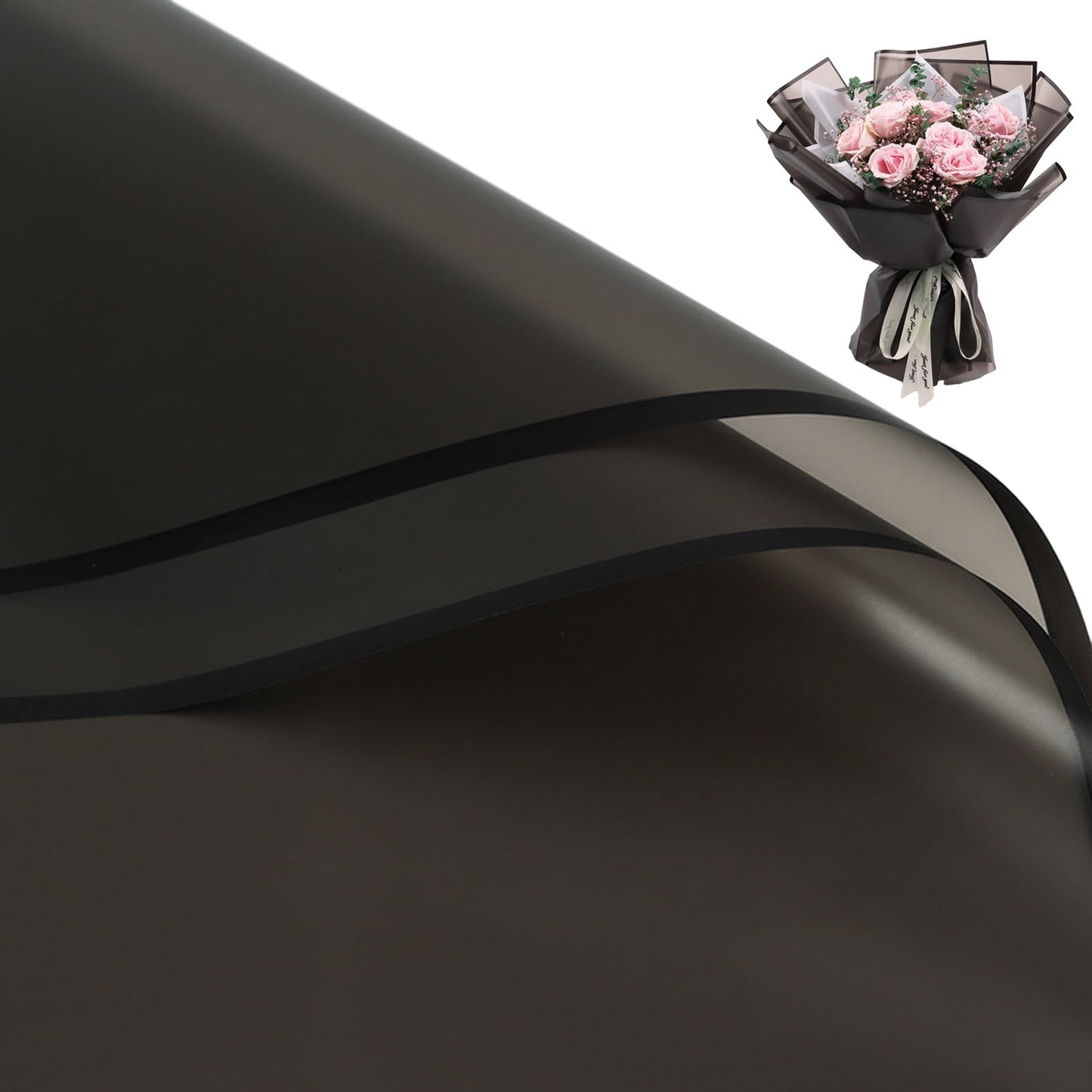 Gloreyan 20 Sheets Flower Wrapping Paper, Florist Bouquet DIY Craft Fresh Flower Wrapping Paper with Pink Border Waterproof Floral Wrapping Gift Box Packaging Material Florist Supplies, Light Pink