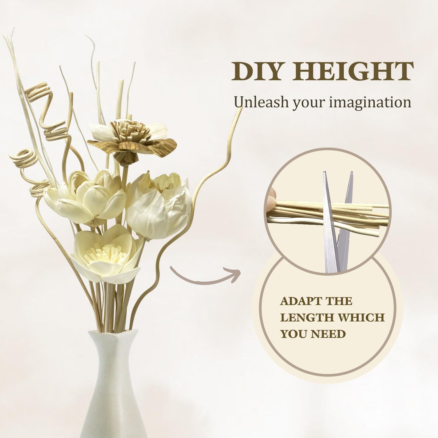 Reed Diffuser Sticks, Reed Diffuser Sticks Flowers, Reed Diffusers Set for Bathroom, Reeds Diffuser for Home, Bedroom Decor, Office,12Pcs, Natural Flower