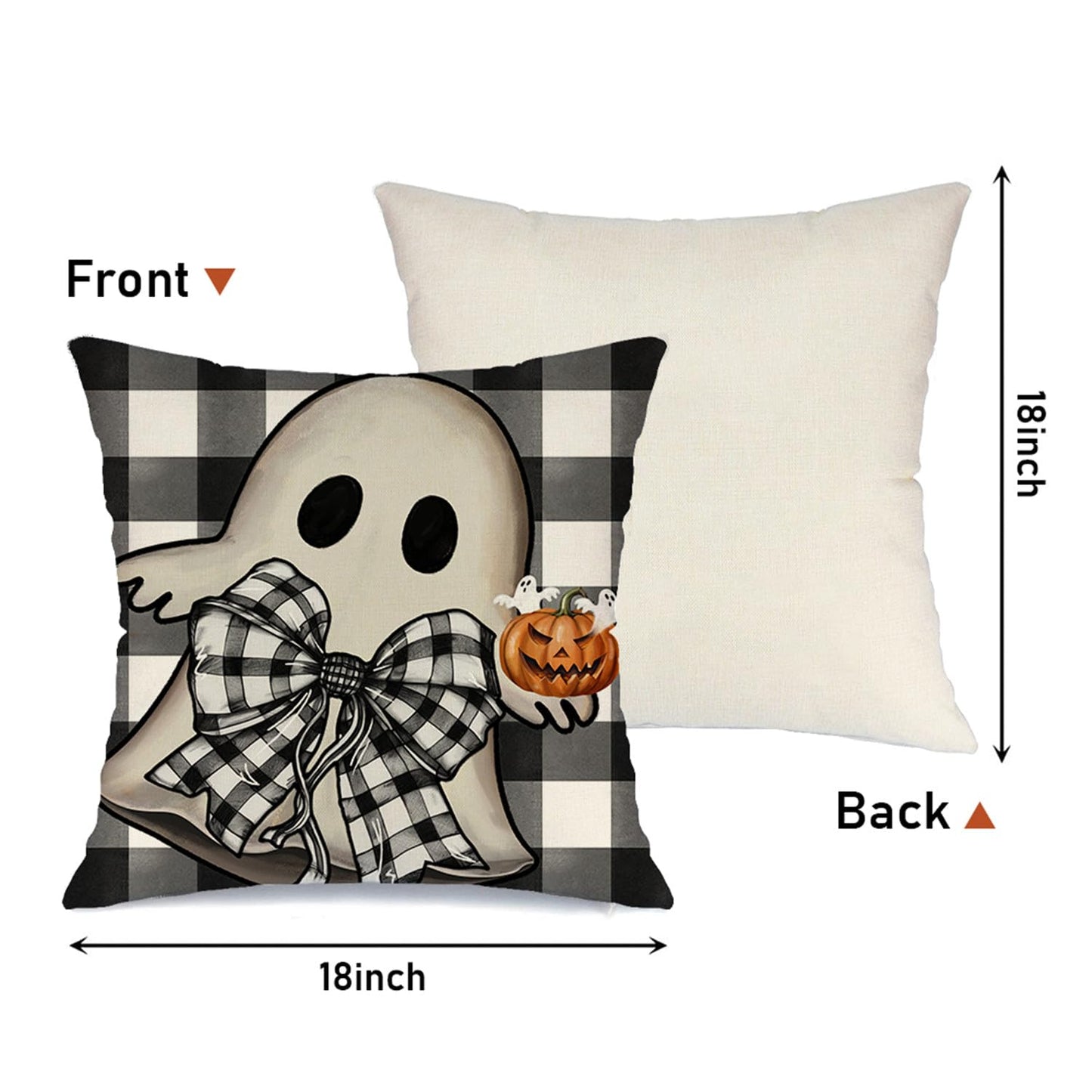 MODOVOS Halloween Pillow Covers 18x18 Set of 4 Buffalo Plaid Spooky Halloween Decorations Polka Dots Pumpkin Throw Pillow Covers Trick or Treat Cushion Case for Sofa Couch