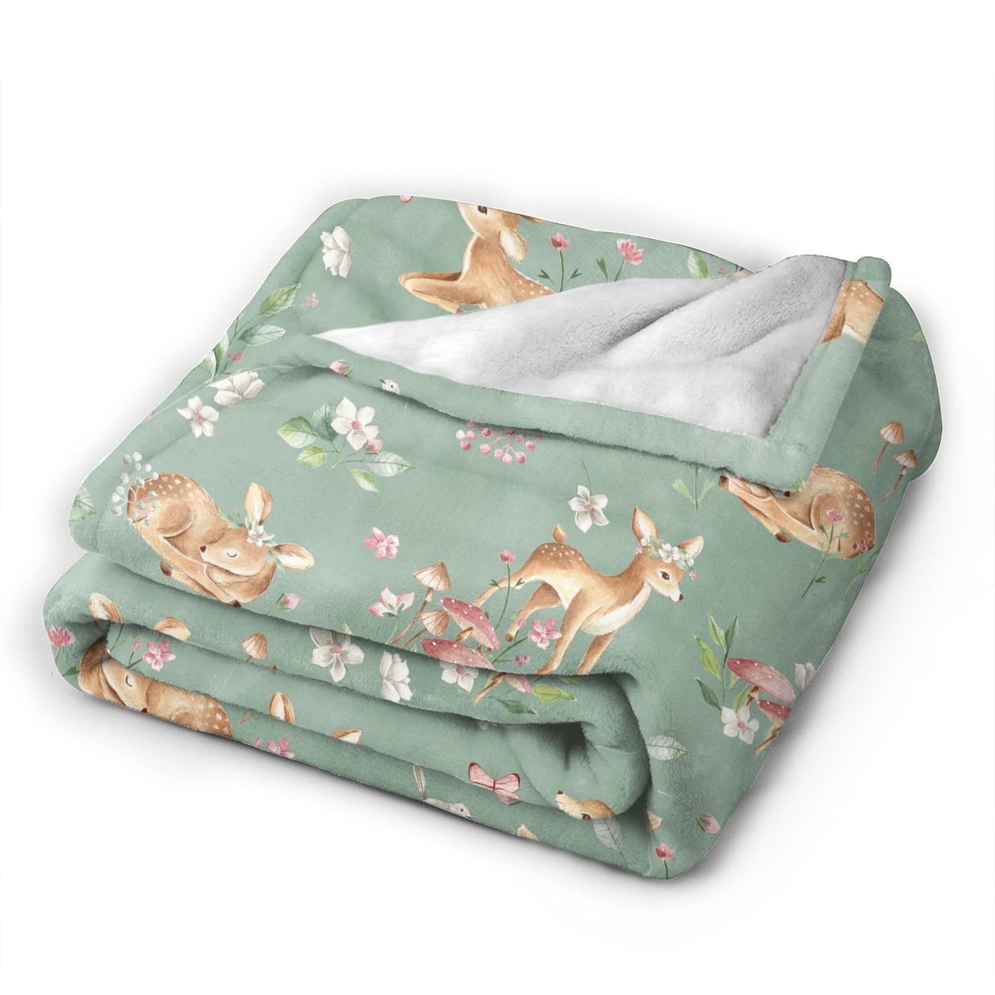 Jbofyee Deers Animal Throw Blankets All Season Ultra Soft Warm Cute Forest Fawn Fleece Blanket for Home Bed Sofa Couch Chair Outdoor Travel Camping 60x50 Inch