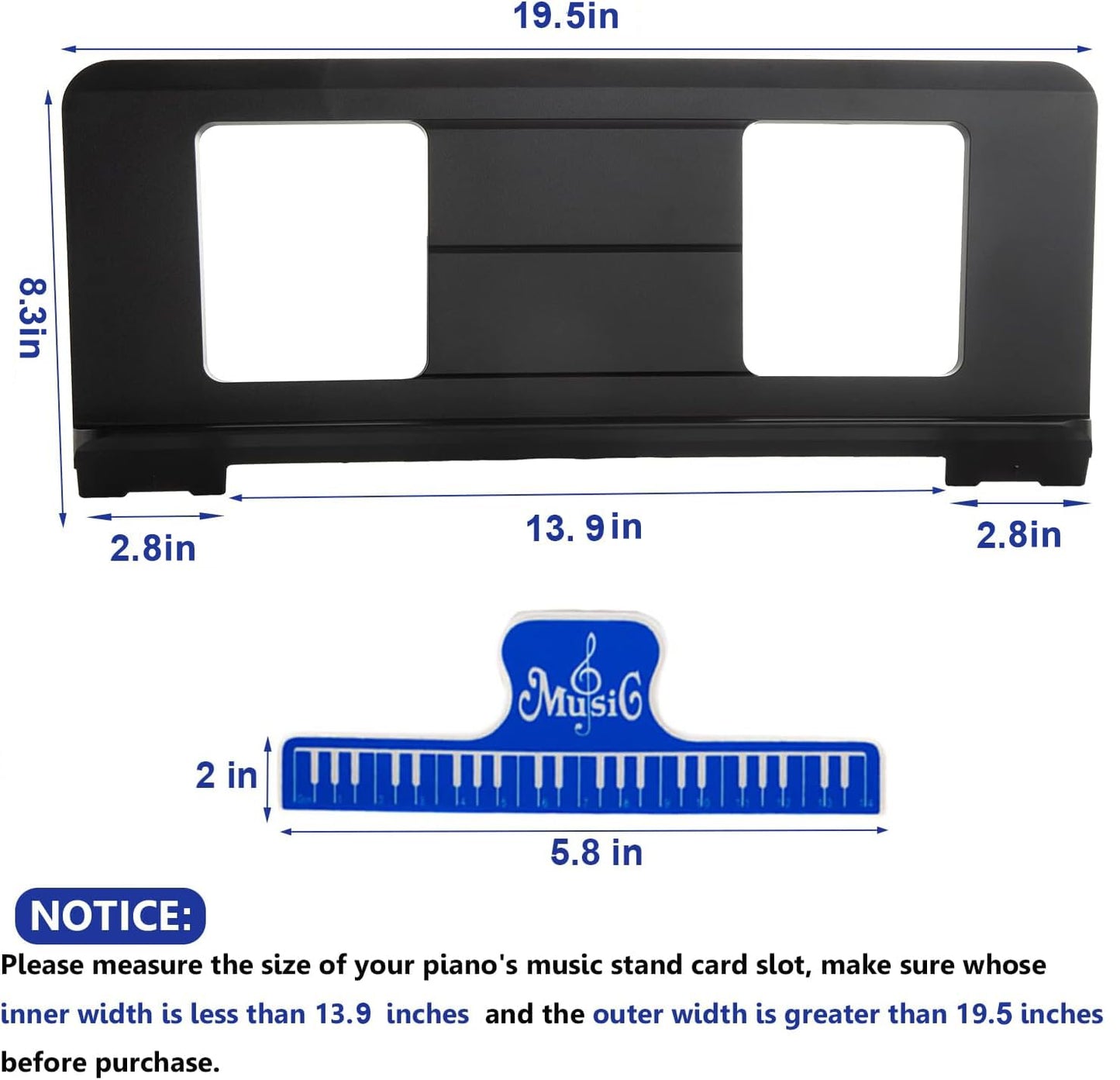 Konper Original Large Music Stand. Compatible with Yamaha PSR/YPT/KB/P/DGX Series Keyboard Music Score Stand, Keyboard Sheet Music Stand with 4 Music Book Clip