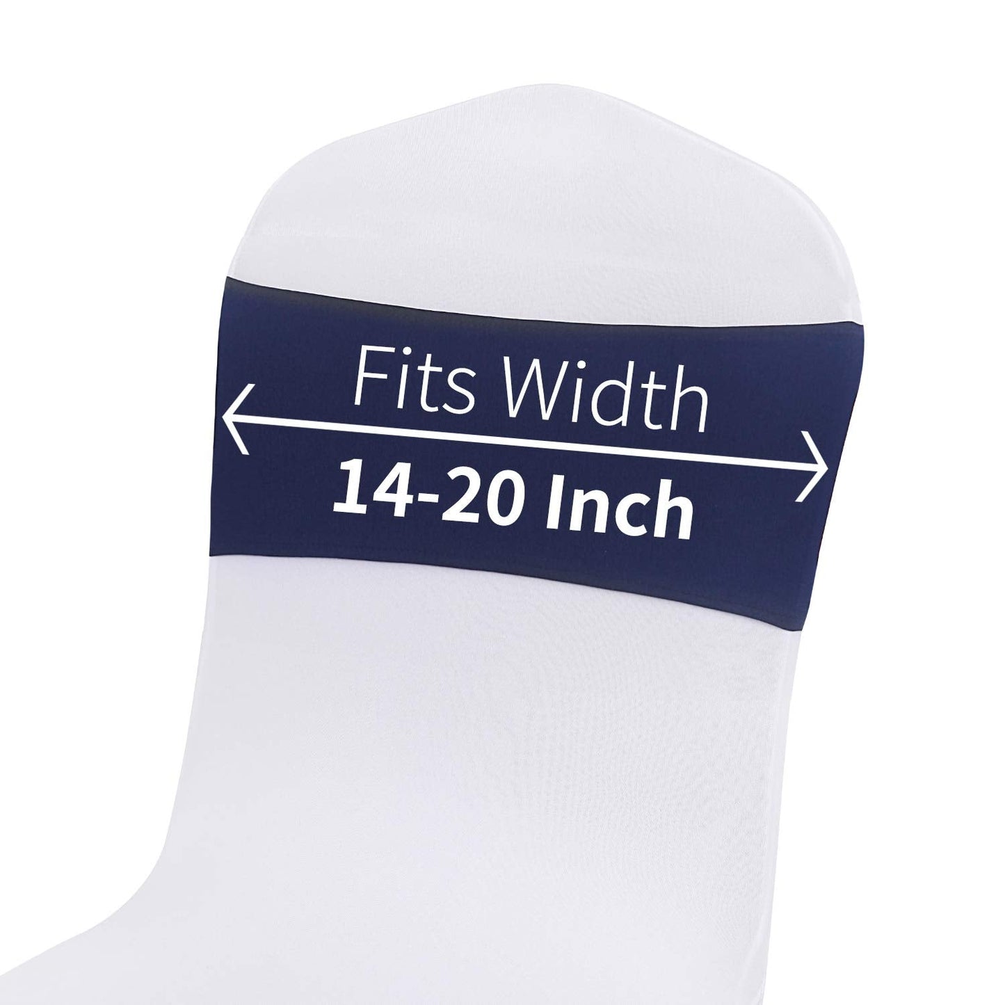 Peomeise 100pcs Navy Spandex Chair Sashes with Buckle Slider for Wedding, Party Decoration