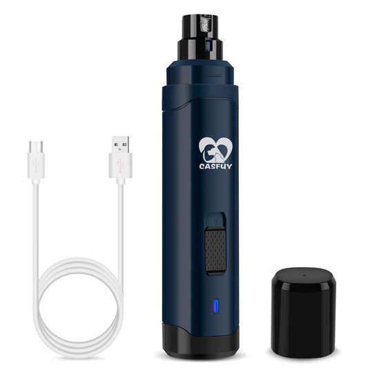 Casfuy Dog Nail Grinder Upgraded - Professional 2-Speed Electric Rechargeable Pet Nail Trimmer Painless Paws Grooming & Smoothing for Small Medium Large Dogs & Cats(Dark Blue)