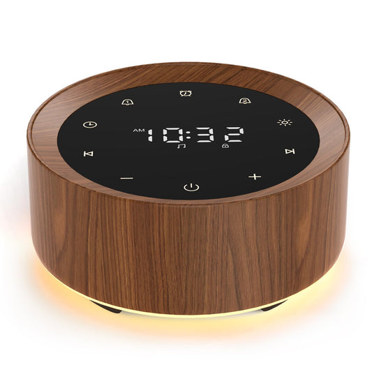 White Noise Sound Machine Alarm Clock 7 Colors Night Light Sound Machine for 20 Soothing Sounds 31 Level Volume 6 Level Screen Brightness 5 Timer Set Memory Function Touch Control for Adult/Baby Wood