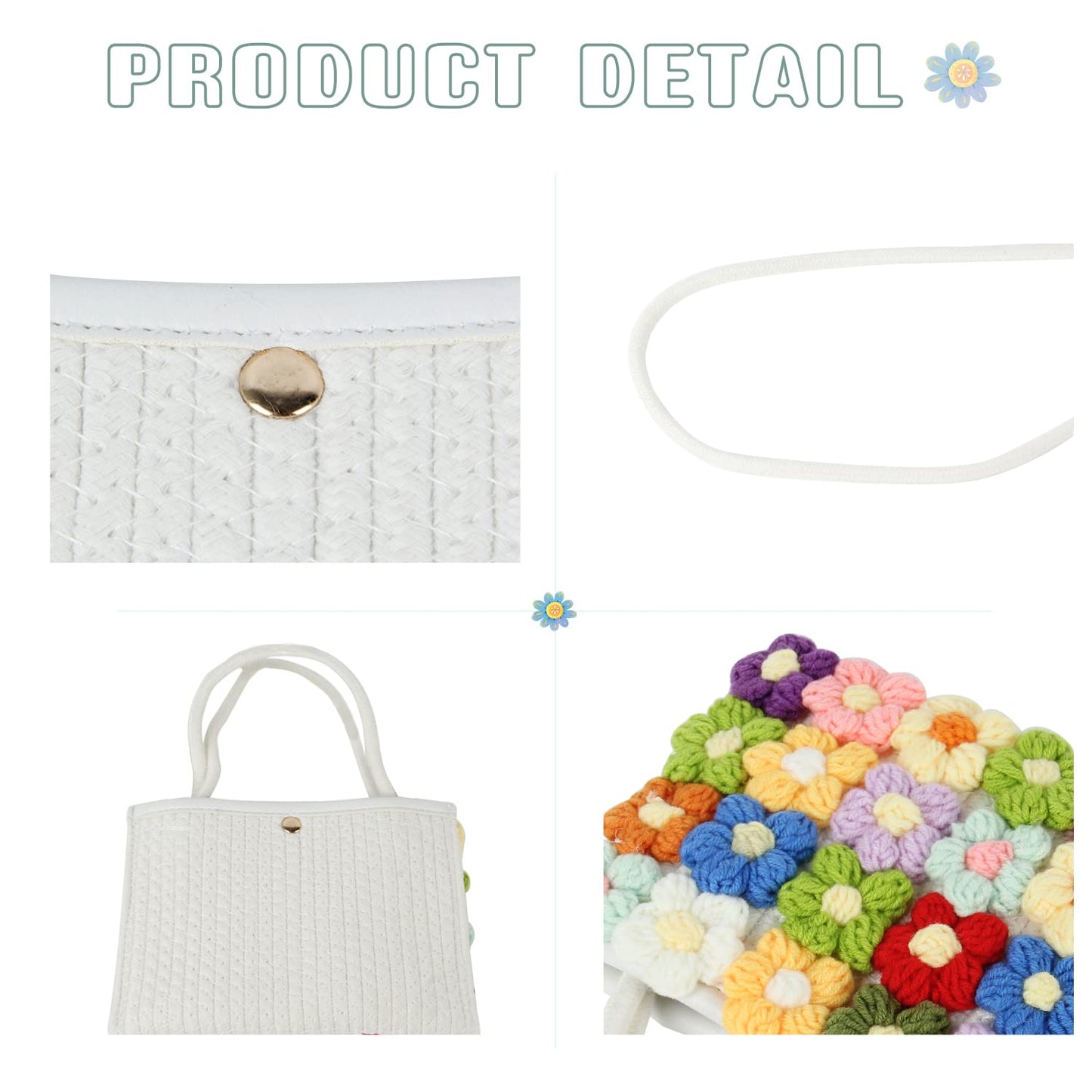 SUKUTU Women Small Flower Handwoven Crossbody Handbag Cute Multicolored Purse Bag Cotton Crochet Shoulder Bag