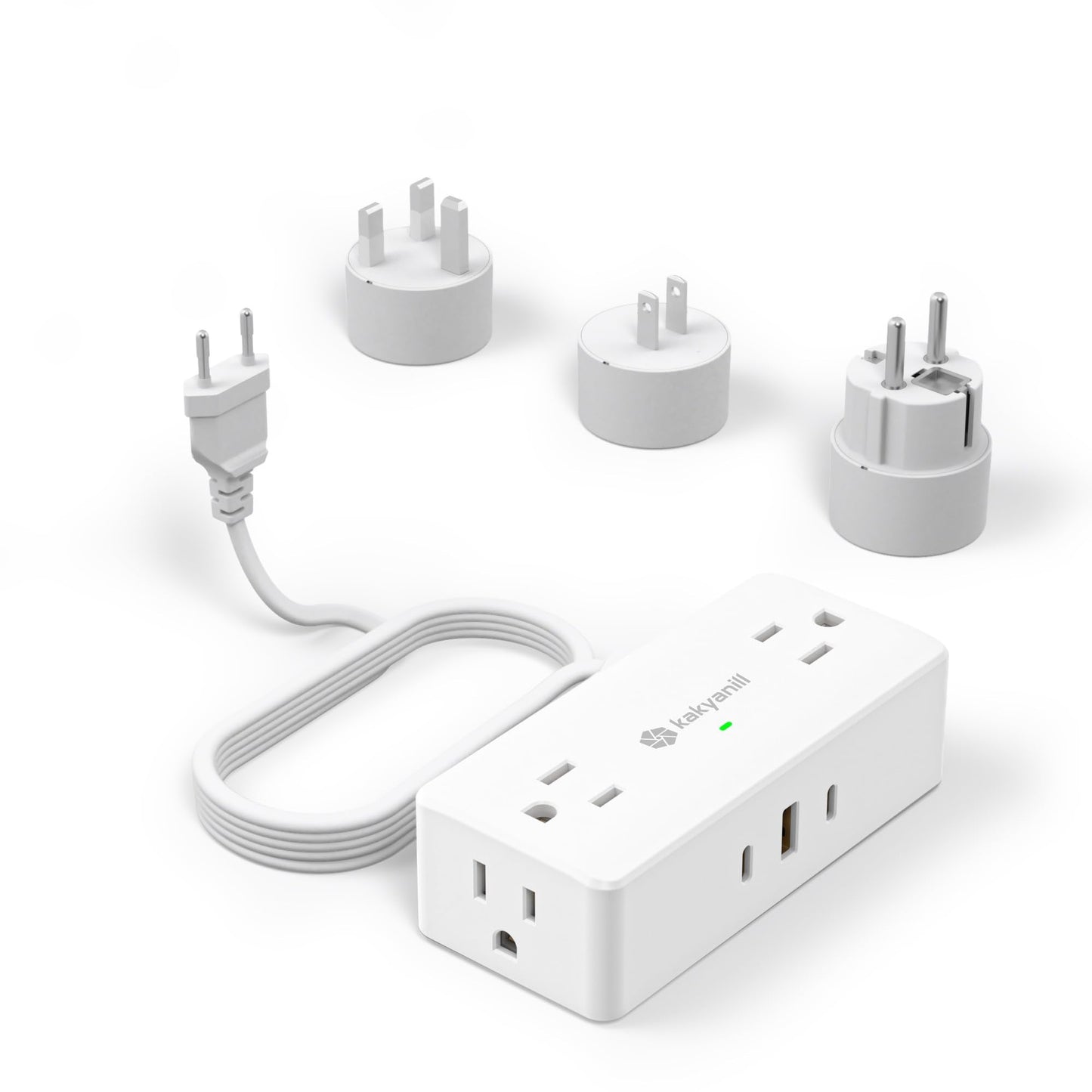 European Travel Plug Adapter, EU/UK/US Travel Plug Adapter Power Strip, 6 AC Outlets, 4 USB Ports (2 USB C), 3ft Wrapped Around Extension Cord, Universal Travel Adapter
