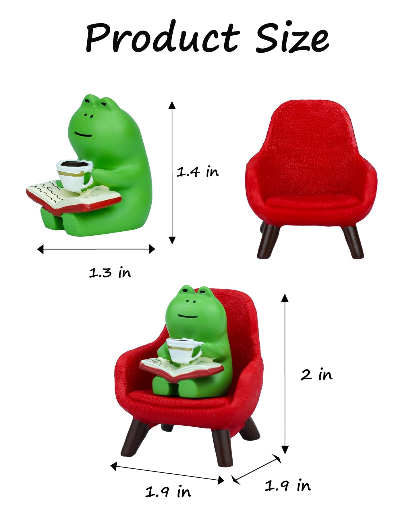 Mevodeata Cute Mini Frog Figurine with Small Sofa Resin Frog Figure for Office Home Decor - Cute Frog Gift for Frog Lovers (Red Sofa)