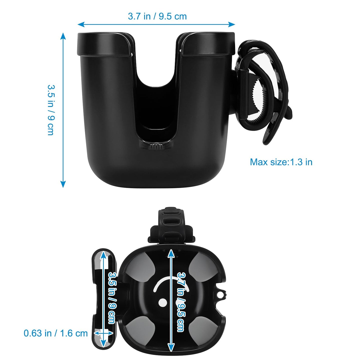 Accmor Stroller Cup Holder with Adjustable Strap, 360 Degree Rotatable Universal Cup Holder for Uppababy, Nuna, Doona Stroller, Drinks Holder for Wheelchair, Walker, Rollator
