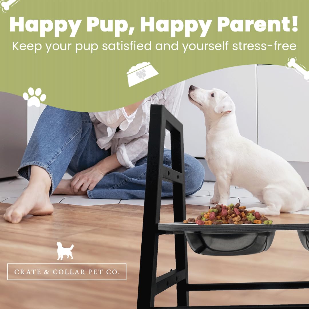 Elevated and Raised Dog Bowl Stand with 2 Stainless Steel Bowls Included- 3 Height Adjustable Dog Food Stand - Multi Slow Feeder Bowls Included