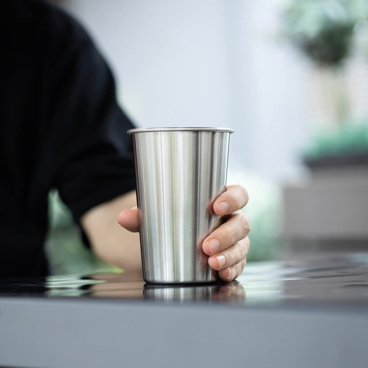 SMLIXE 12 Pack 16oz Stainless Steel Pint Cup,Healthy Unbreakable and Stackable,Metal Drinking Glasses，Beer Glasses