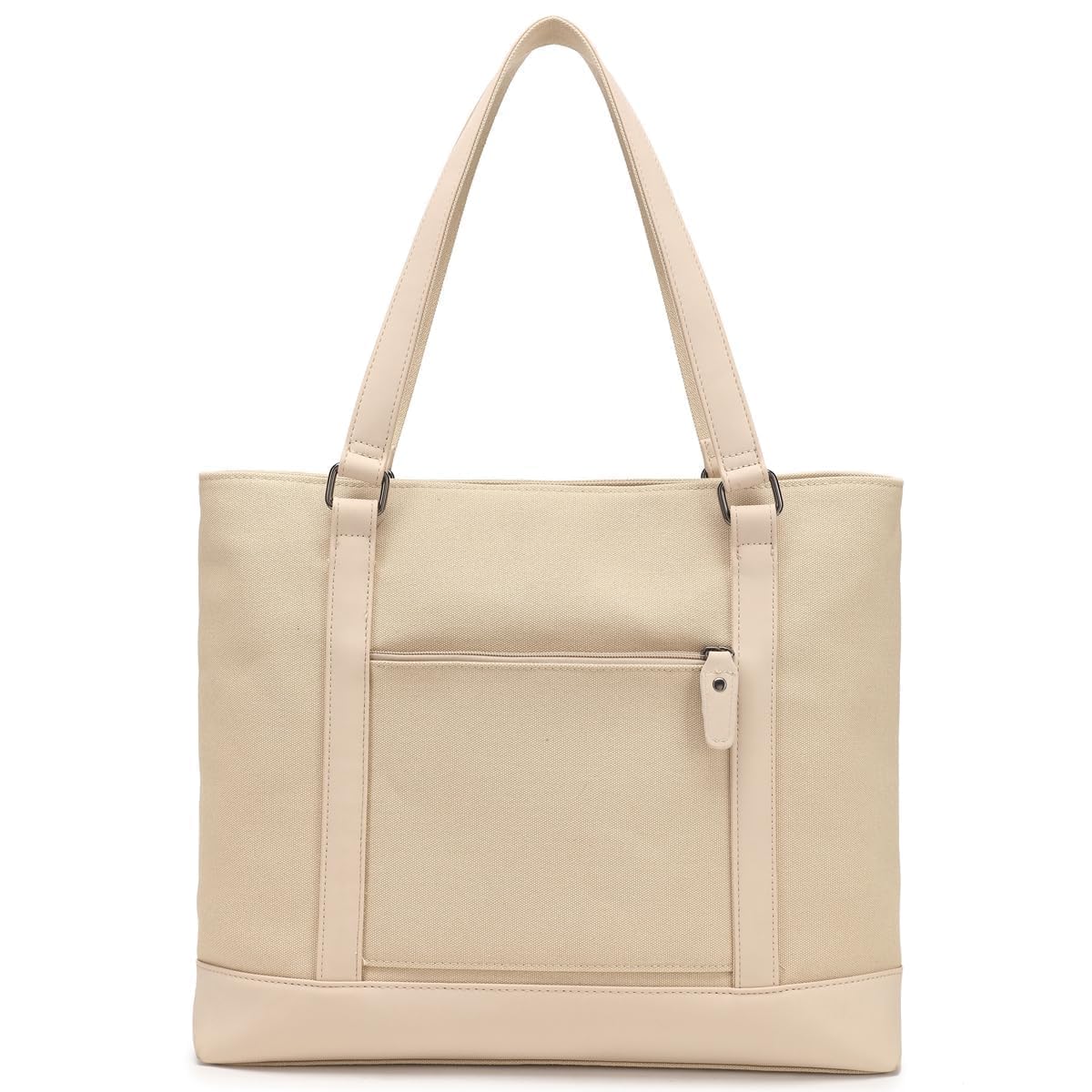 Laptop Bag for Women - Teacher Canvas Tote Bag with Compartments, Work Tote Bag for Travel Office 15.6 Inch