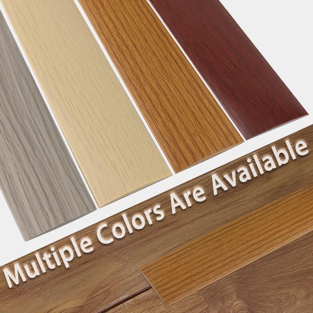 Floor Transition Strip 2" Self Adhesive Flat Vinyl Flooring Transitions Strip with Strong Backing Wood Grain 5cm, 3.28FT, Brown Wood Grain