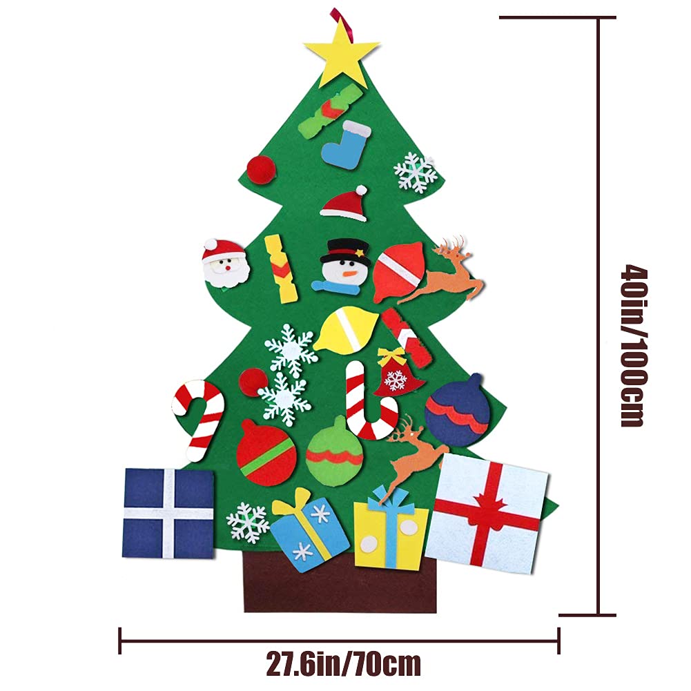 UMEELR Felt Christmas Tree for Toddlers Kids, 3.3FT DIY Wall Christmas Felt Tree with 31 Pcs Detachable Ornaments Wall Decor with Hanging Rope for Boys Girls Xmas Gifts Home Door Decoration